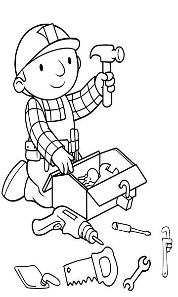 kolorowanka Bob Budowniczy malowanka do wydruku z bajki dla dzieci, do pokolorowania kredkami, obrazek nr 11